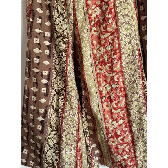 JM Collection Womens Boho Patchwork Maxi Skirt 16 Earthy Festival Elastic Waist - Picture 4 of 9